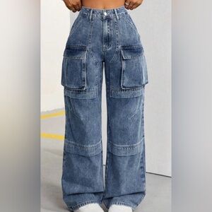 Women's Blue Cargo Jeans